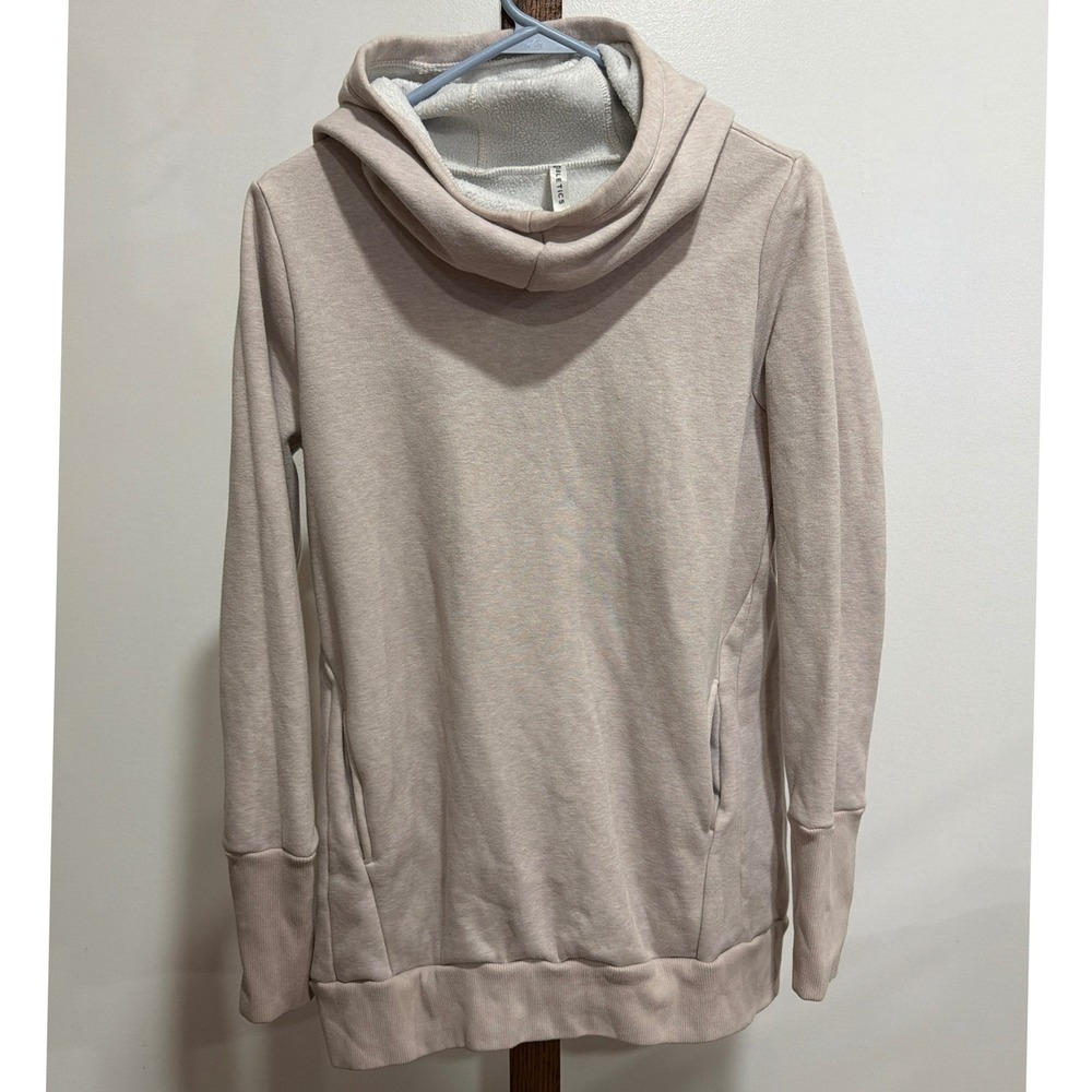 Fabletics Womens Blush Pink Heather Cowl Neck Pullover Hoodie Thumbholes M